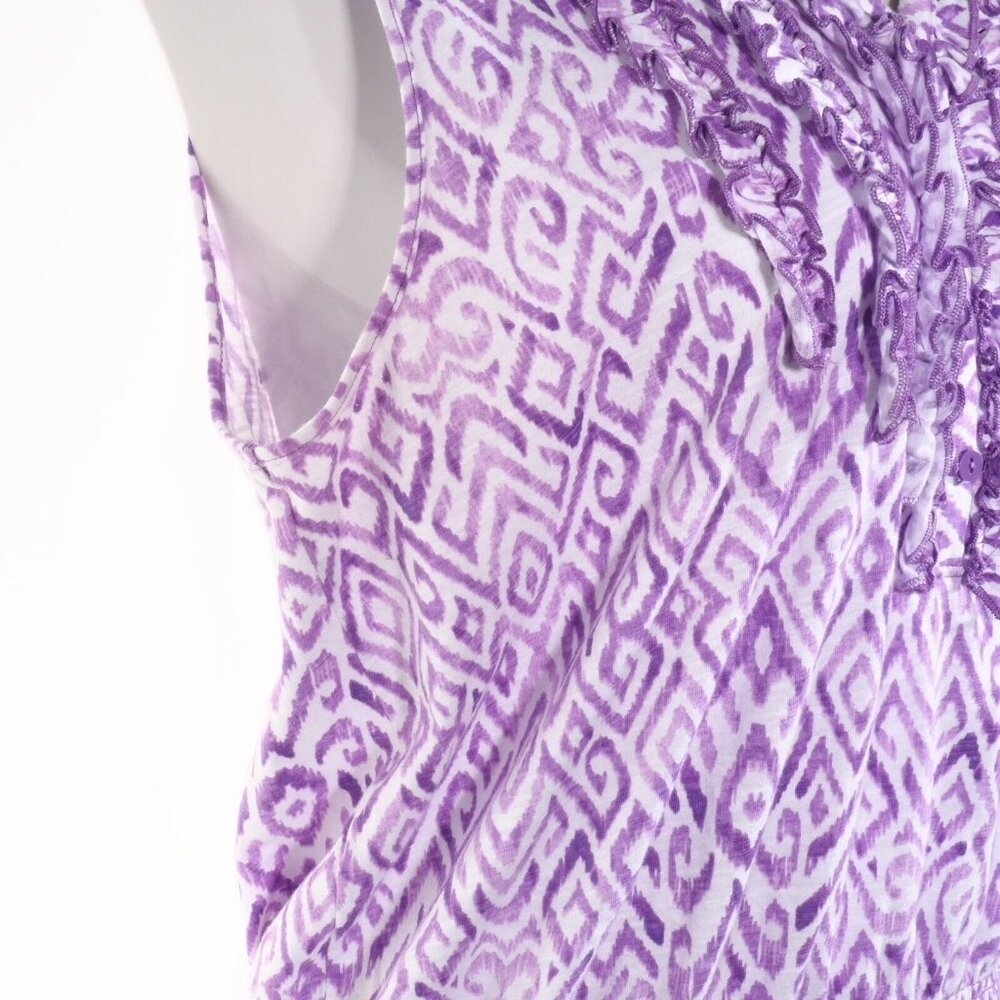 Jones NY Sport Top Women Size XL Cotton Ruffles V Neck Sleeveless Purple - Picture 6 of 11
